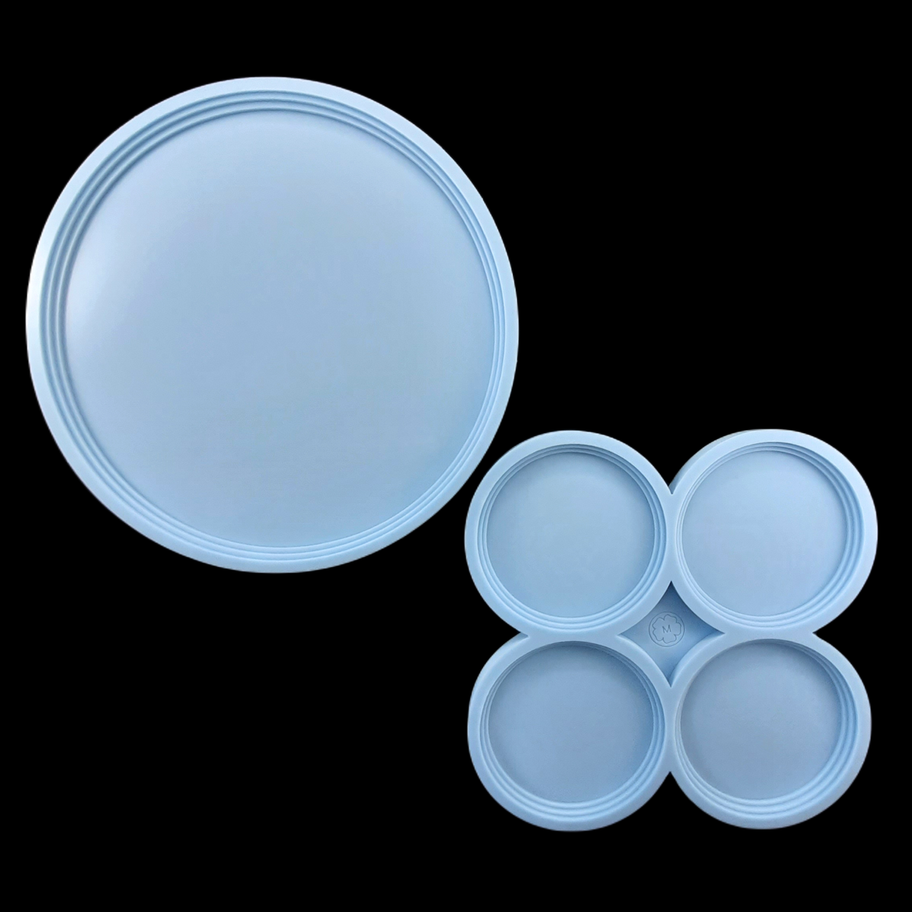 Set of 2 molds - Cascade Round coasters with large tray