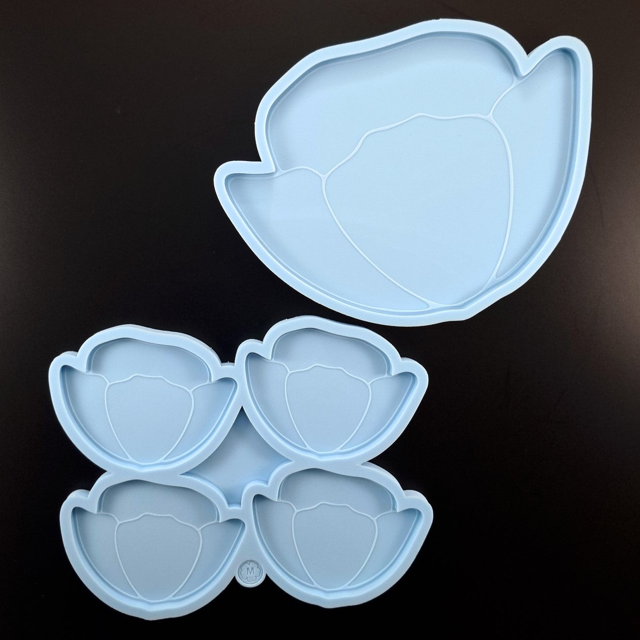 Set of 2 Flower Molds - Poppy Coasters + Tray (L)