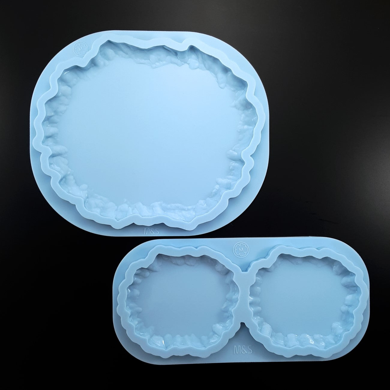 Set of 2 molds - Rough & Tough Geode tray with coasters