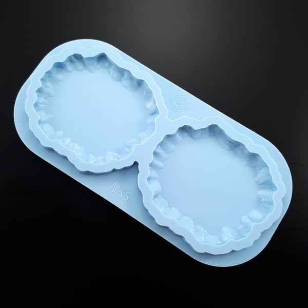 Set of 2 molds - Rough & Tough Geode tray with coasters