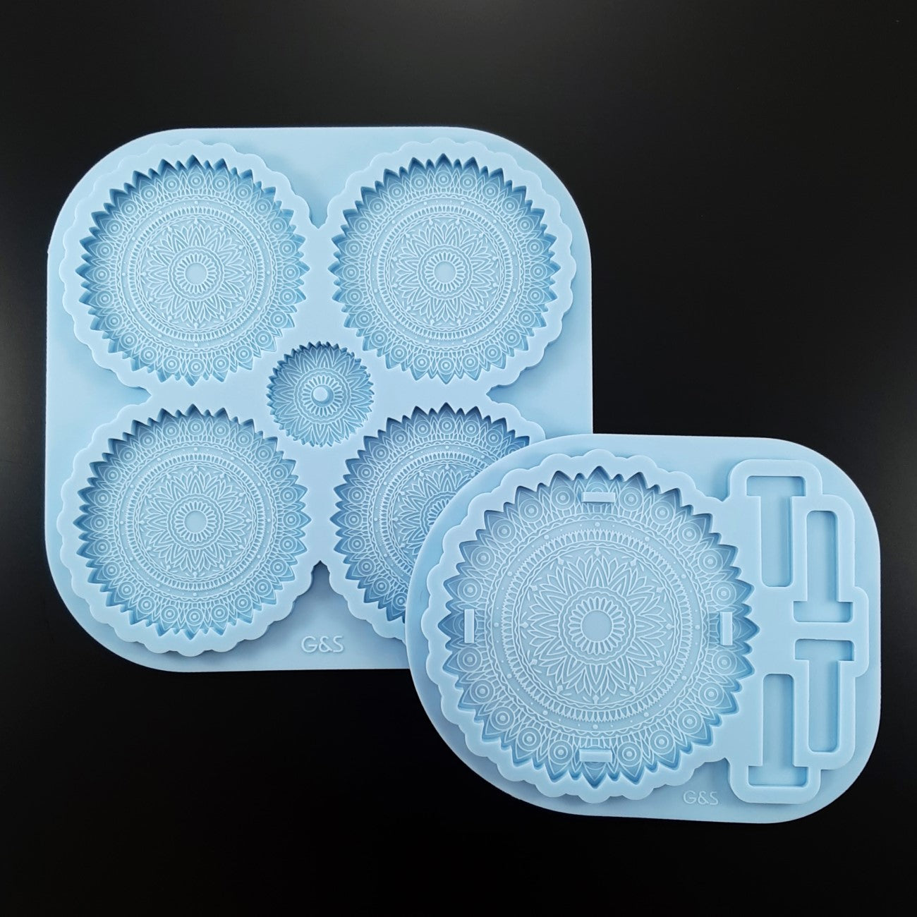 Set of 2 molds - Dahlia (Mandala) coasters with matching holder