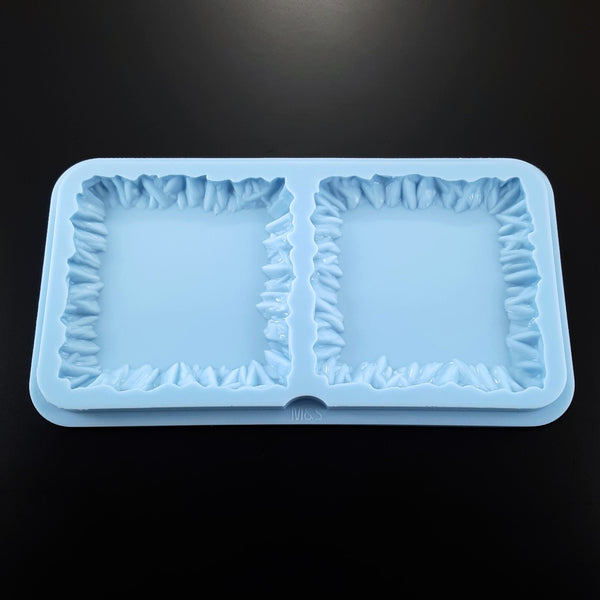Set of 2 molds - Rough & Tough square coasters with rectangular tray