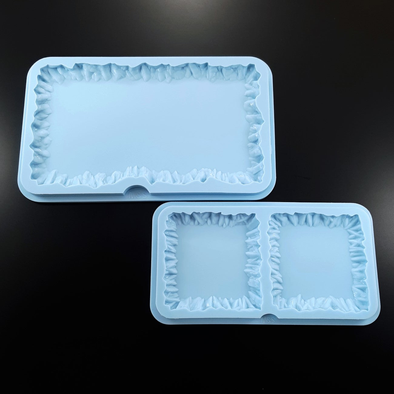 Set of 2 molds - Rough & Tough square coasters with rectangular tray