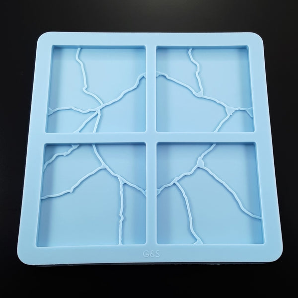 Set of 3 Kintsugi molds - coasters with matching holder and tray