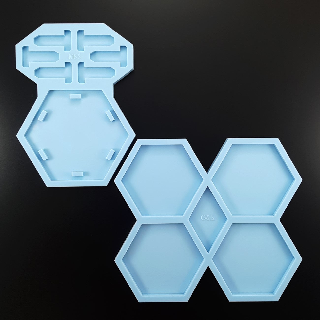 Set of 2 molds - Hexagon coasters with holder