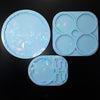 Set of 3 molds - Holographic round Geode tray with coasters and holder