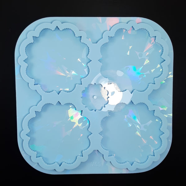 Set of 3 molds - Holographic Fantasy coasters with holder and tray