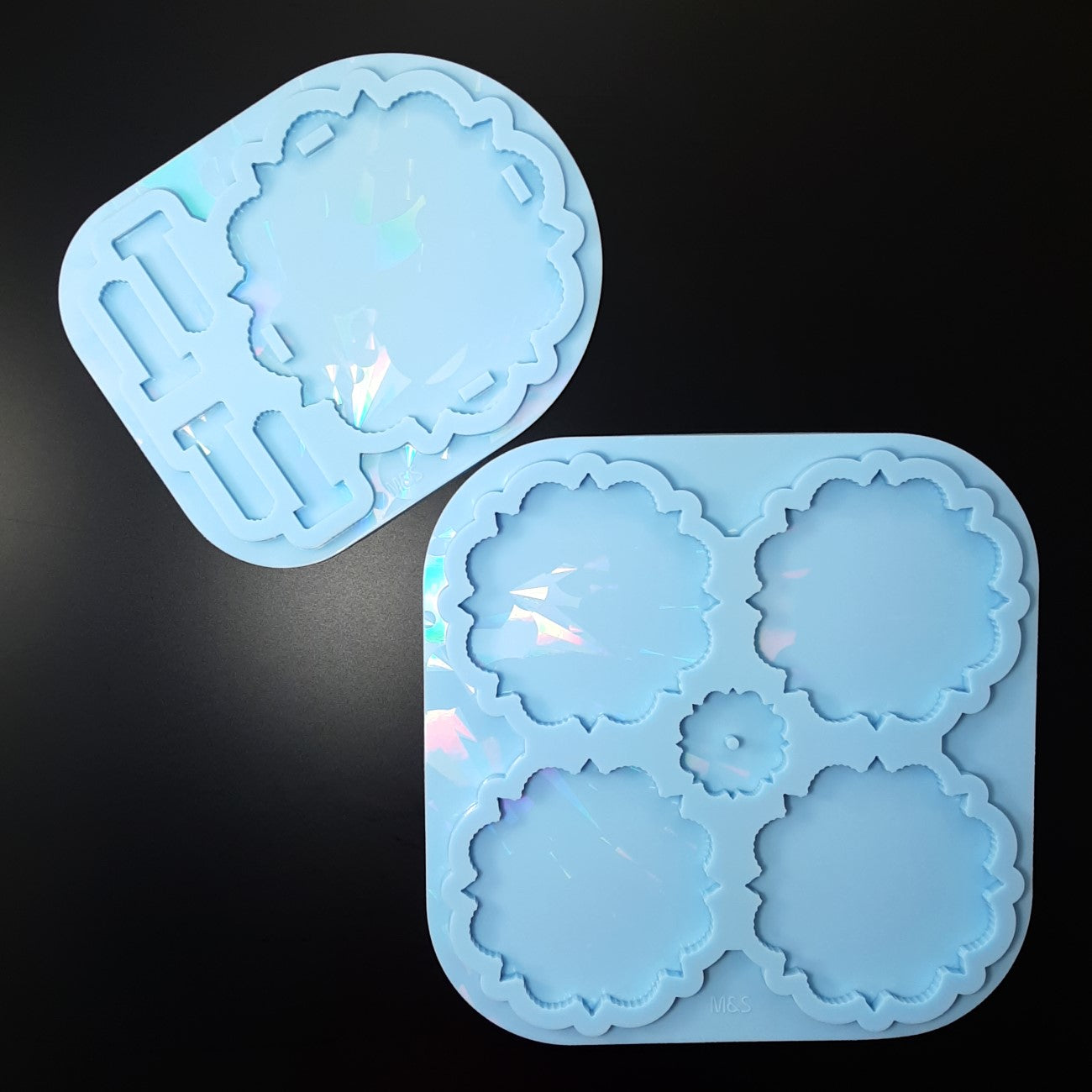 Set of 2 molds - Holographic Fantasy coasters with matching holder