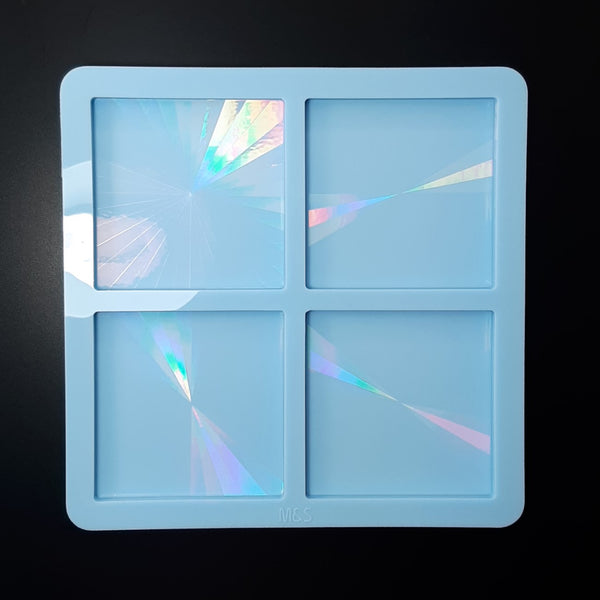Holographic square coasters - Color Burst