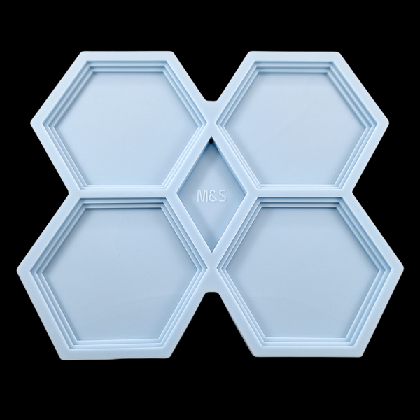 Set of 2 molds - Cascade Hexagon coasters with large tray