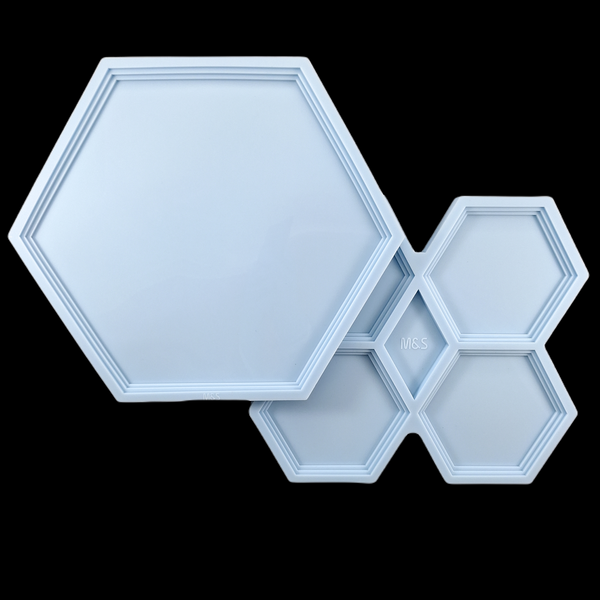 Set of 2 molds - Cascade Hexagon coasters with large tray