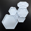 Set of 3 Hexagon molds - coasters with matching holder and medium tray