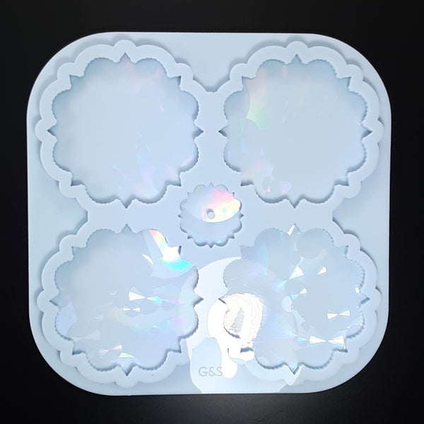 Set of 3 molds - Holographic Fantasy coasters with holder and tray