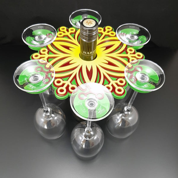 Winebutler for 6 glasses - Snowflake (3 layers)