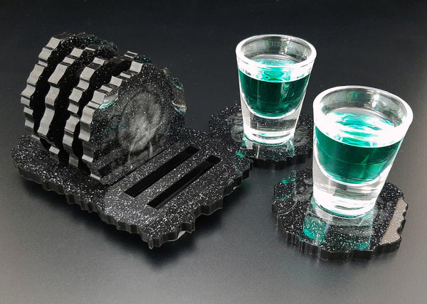 Shots on the Rocks - Six-pack Geode coasters