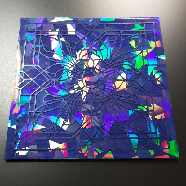 Square Holographic Lead Glass tray - Tiffany Flower