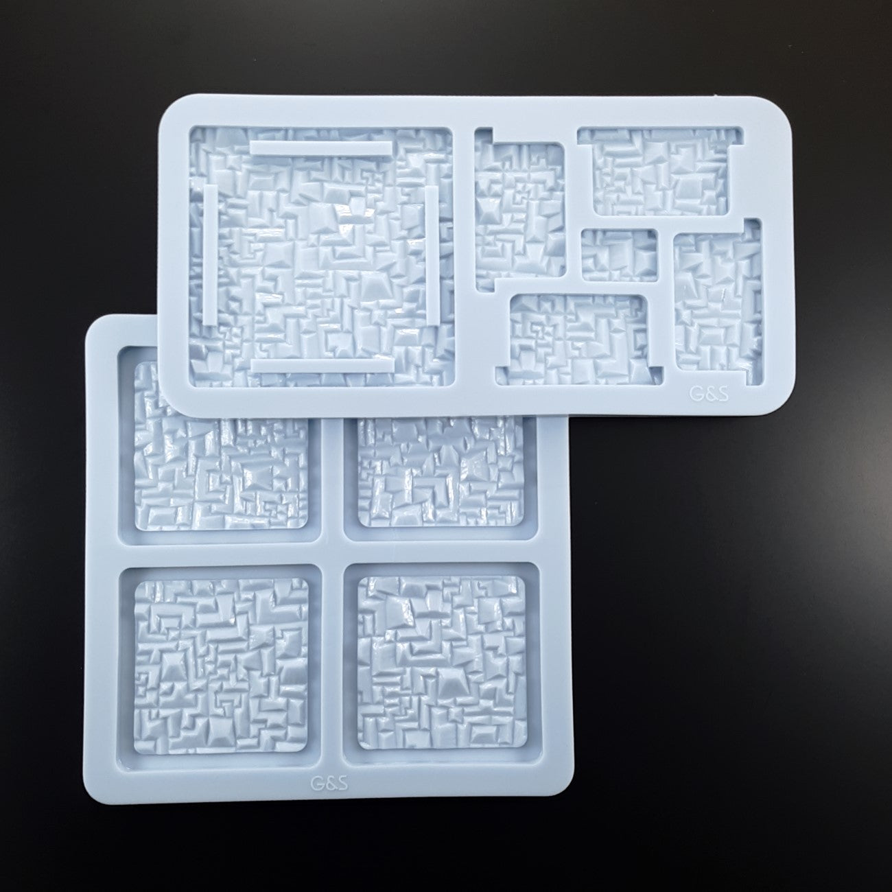 Set of 2 Tetris molds - Square coasters with raised edge + holder