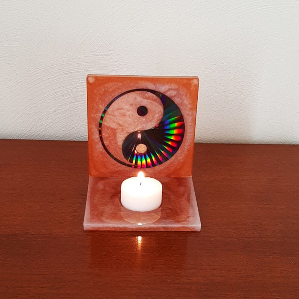 Tealight Candle holder - Holographic Yin Yang symbol