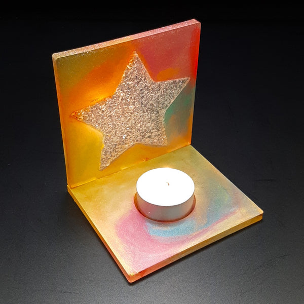 Tealight Candle holder - Holographic with Decorative corners