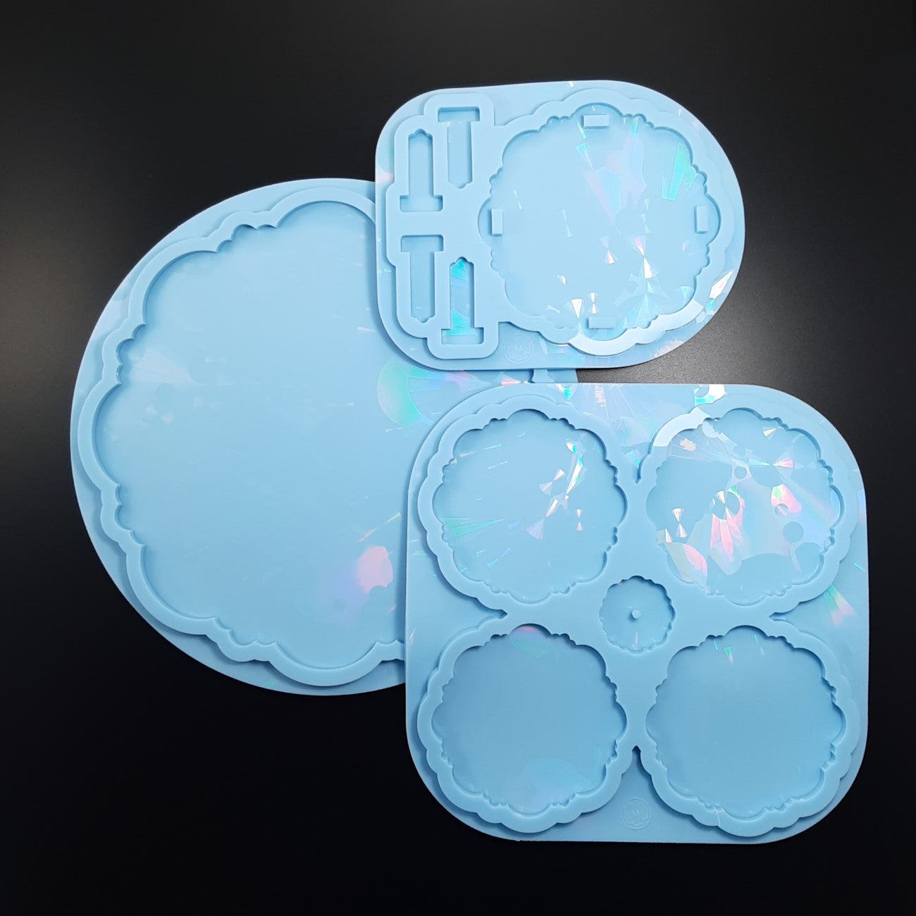 Set of 3 molds -  Holographic Magical coasters with holder and tray