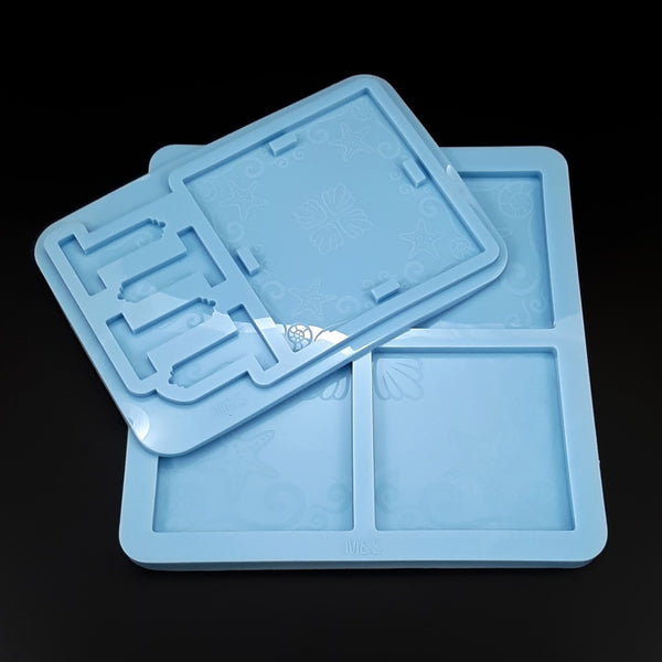 Set of 2 Ocean molds - coasters with matching holder