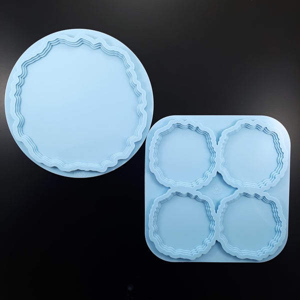 Set of 2 molds - Cascade Geode coasters with large tray