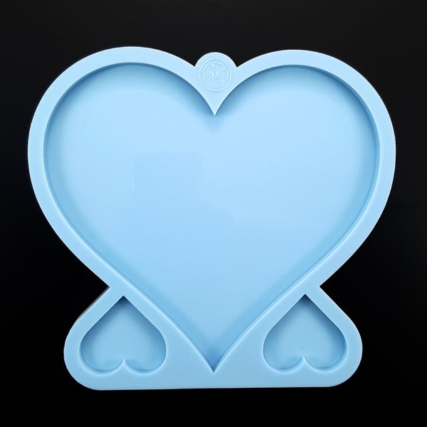Set of 3 molds - Heart shaped coasters with holder and large tray