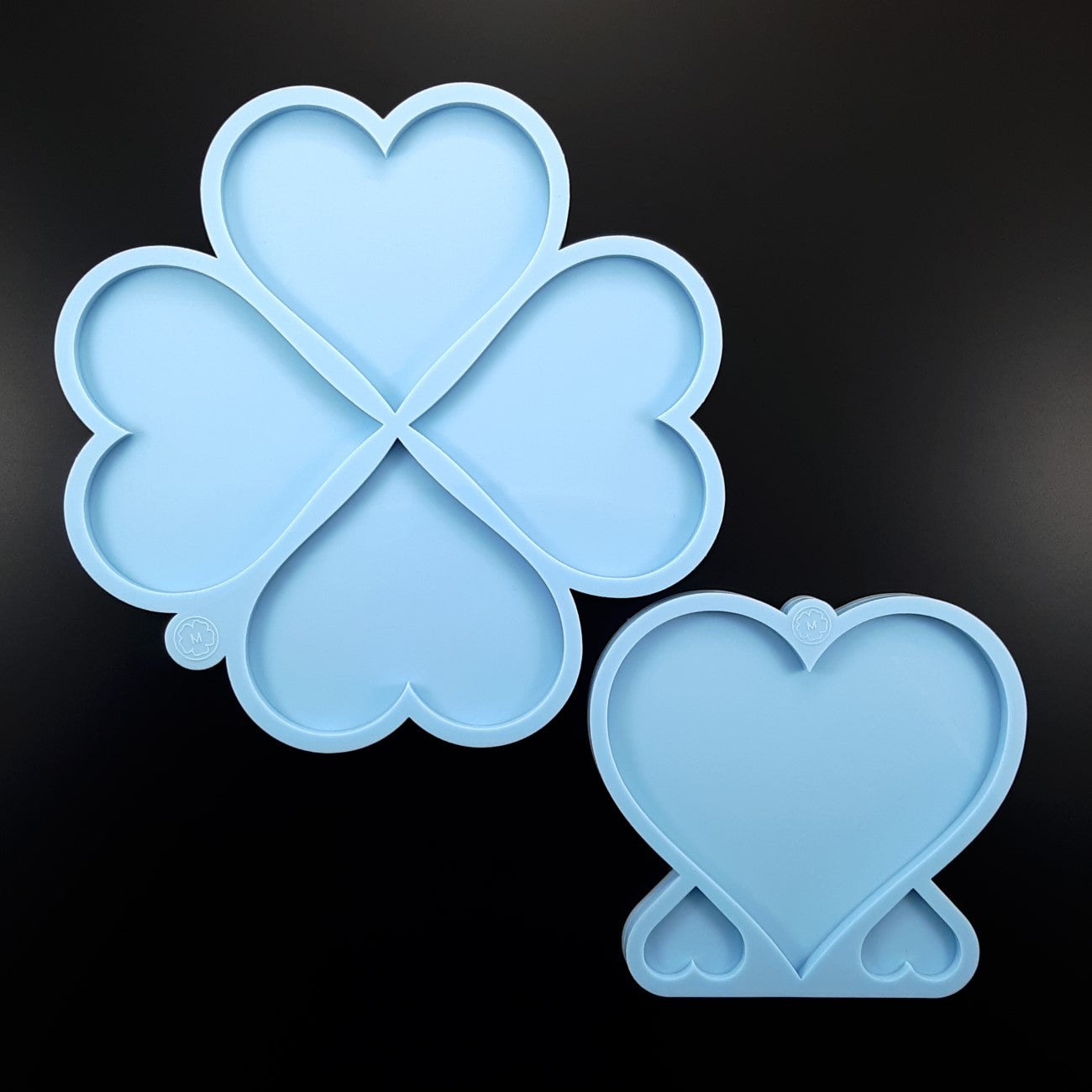 Set of 2 molds - Heart shaped coasters with holder / small tray