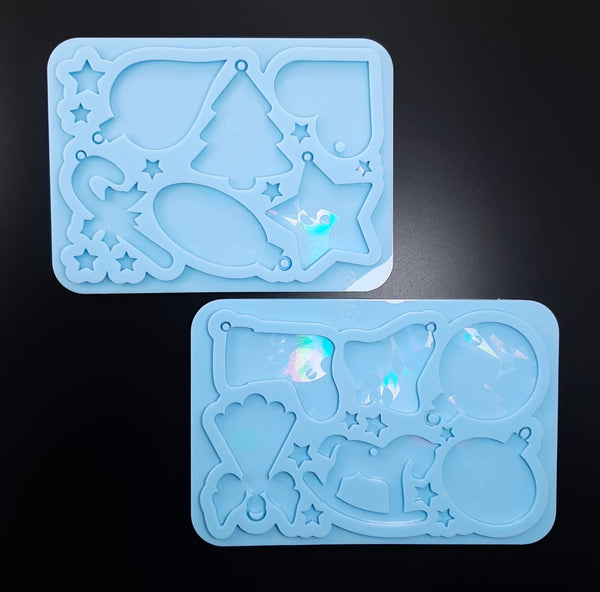 Set of 2 molds - 2x6 Holographic Christmas Ornaments