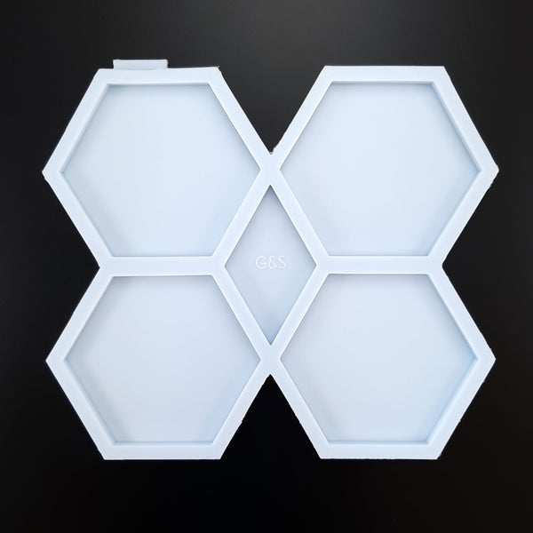 Set of 2 molds - Hexagon coasters with holder