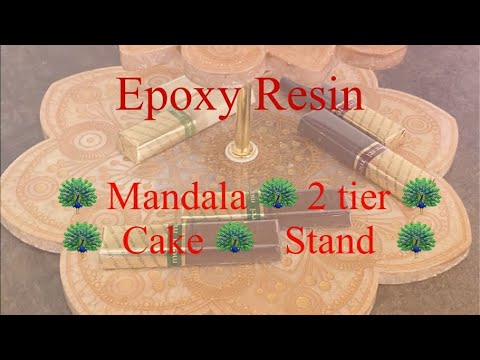 2-tier Cake stand (Medium) - Peacock Mandala